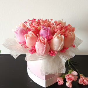 Flower Box Serce Tulipany Różowe